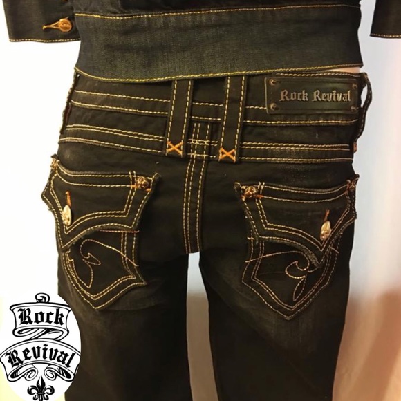 black and gold rock revival jeans